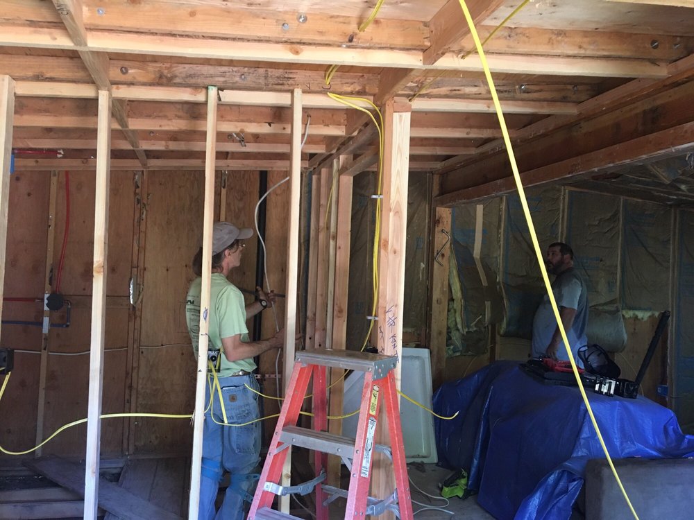 McEvoy Electric crew rough-wiring a new build in Nevada County